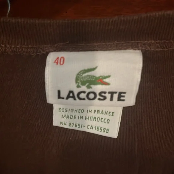 Lacoste Chocolate Brown V Neck Sleeveless tank top Size 40 - Picture 3 of 3